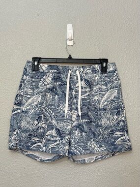 RHONE | Lined Swim Trunks | Blue Palms | Size Large